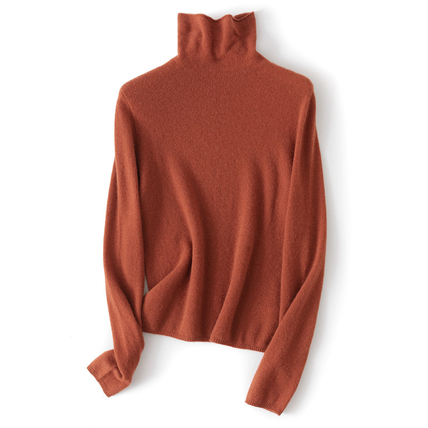 Тонкий кашемировый свитер с высоким воротником (цвет реликтовый красный)