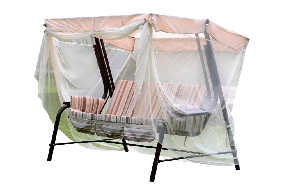 Качели садовые OLSA 3-х местные Сиена(каркас коричневый, м/э разноцветный рис.полоска)1 уп.