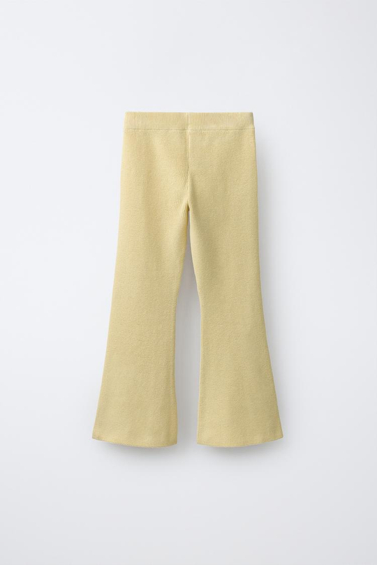 ZARA ТРИКОТАЖНЫЕ БРЮКИ FLARE, СВЕТЛО-ЖЕЛТЫЙ