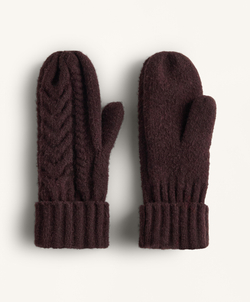 Oysho Варежки с аранским узором, темно-виный