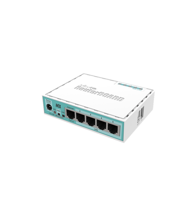 Маршрутизатор MikroTik hEX with Dual Core 880MHz MHz CPU, 256MB RAM, 5 Gigabit LAN ports, USB, RouterOS L4, plastic case, PSU