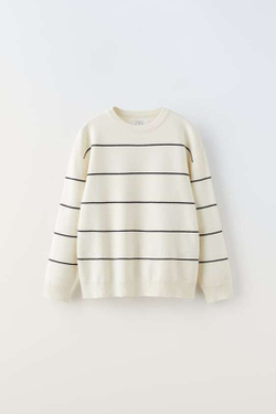 ZARA СВИТЕР В ПОЛОСКУ, ЭКРЮ