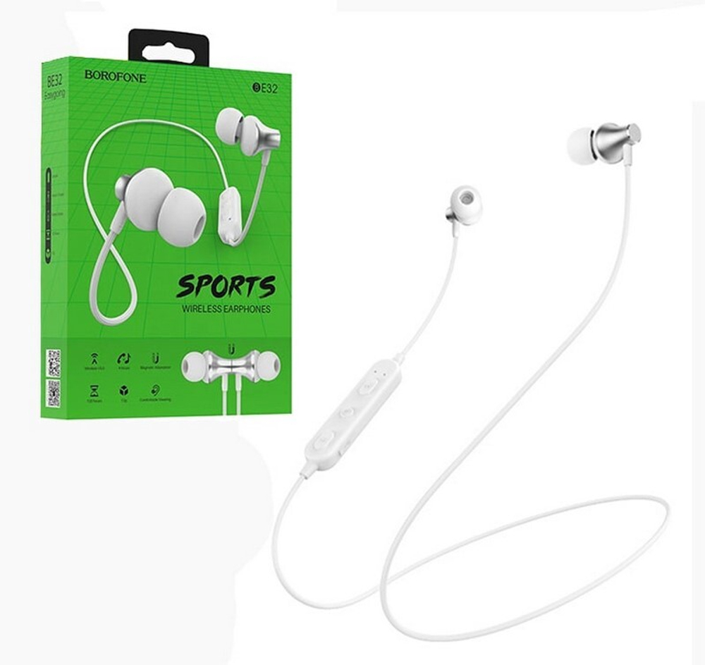 Спортивные наушники Bluetooth BOROFONE BE32 (белый)