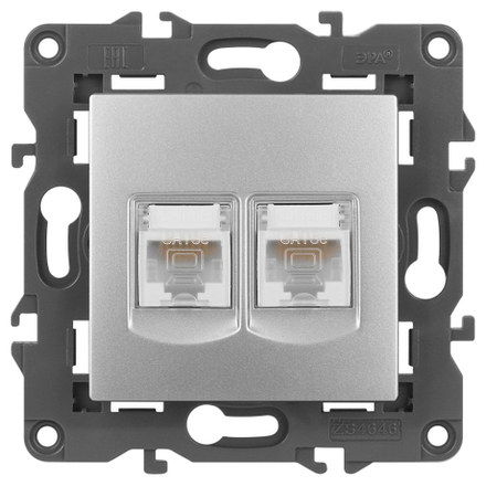 14-3108-03 ЭРА Розетка 2хRJ45, IP20, алюминий