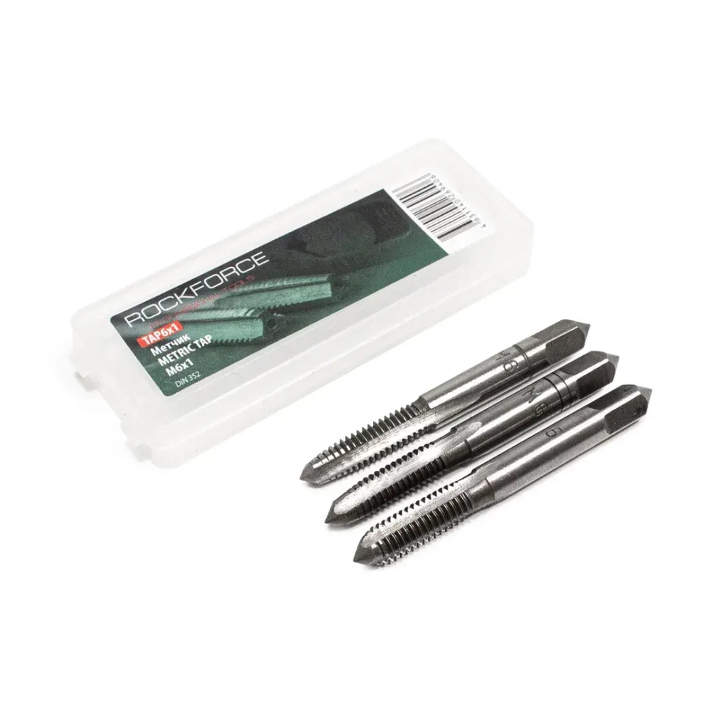 Метчик M6x1 (3шт), в пластиковом футляре RockForce##Rock FORCE RF-TAP6x1