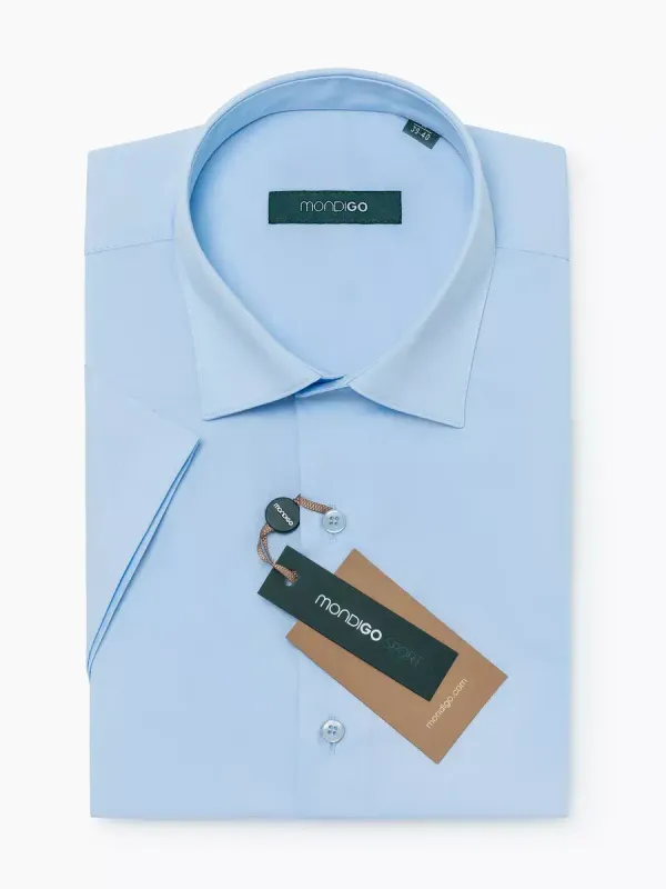 Рубашка приталенная SLIM FIT с коротким рукавом, голубая