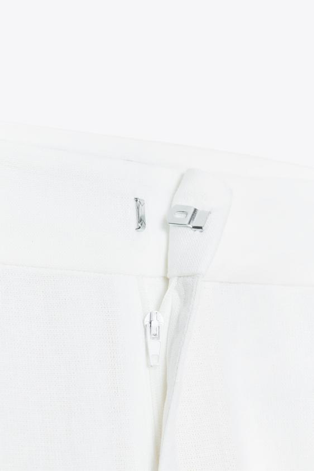 ZARA ШИРОКИЕ БРЮКИ С ПРЯЖКАМИ ИЗ ЛЬНА, БЕЛЫЙ