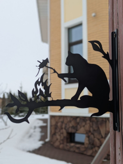 Кронштейн для кашпо Кошка жарит мышку, кашпо подвесное, держатель для цветов