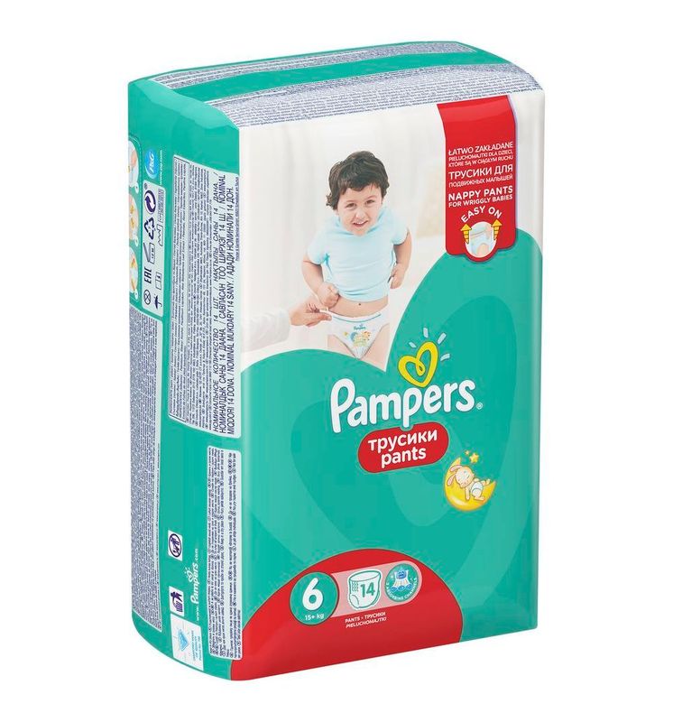 Трусики детские одноразовые Pampers 6  15+ кг 14 шт/упак