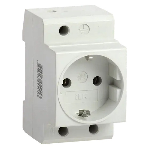 Розетка щитовая с заземлением на DIN-рейку ИЭК MRD10-16