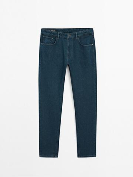 Massimo Dutti Зауженные джинсы из смесового хлопка, индиго