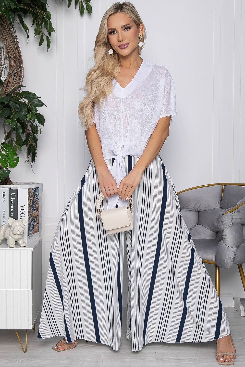Брюки Камелия (белые/полоска) Б10524 LT Collection