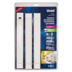 ULM-F44-3x3W-4500K-DIM SENSOR IP20 SILVER Светильники светодиодные для мебели. набор из 3-х шт. 300x35x6.5мм. 3x150Lm.ТМ Uniel