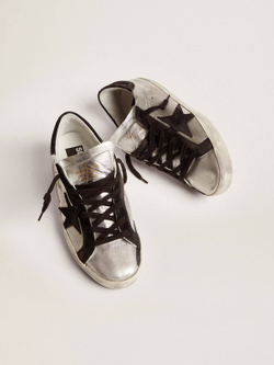 Super Star in silver leather with contrasting inserts