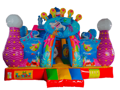 Коммерческий надувной батут с горкой «В гостях у моря», 8*5*5 м