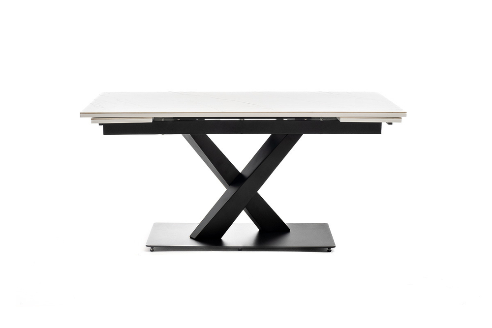 "Юпитер" стол интерьерный раздвижной обеденный из керамики, цвет белый глянцевый