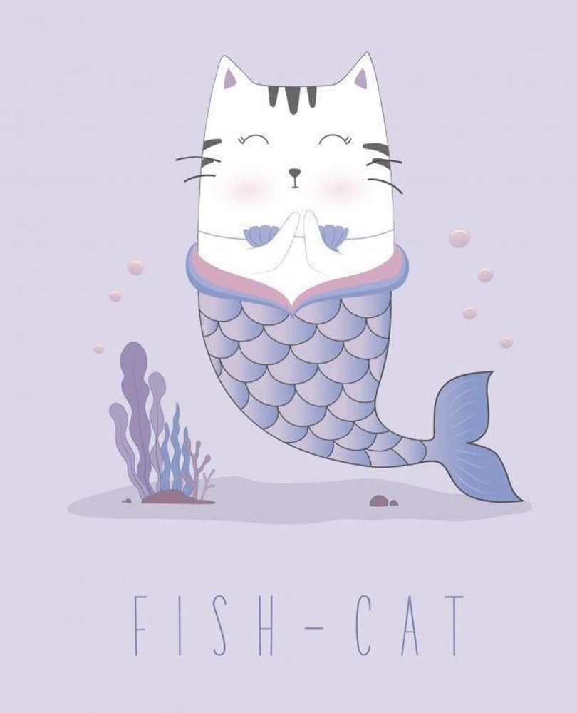 Тетрадь общая А5 48л., Fish-cat (Эксмо)