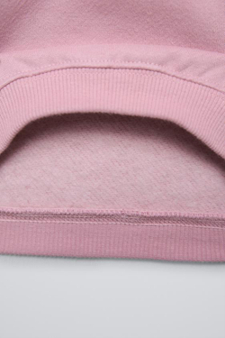 ZARA ОДНОТОННАЯ ТОЛСТОВКА С НАДПИСЬЮ, РОЗОВЫЙ