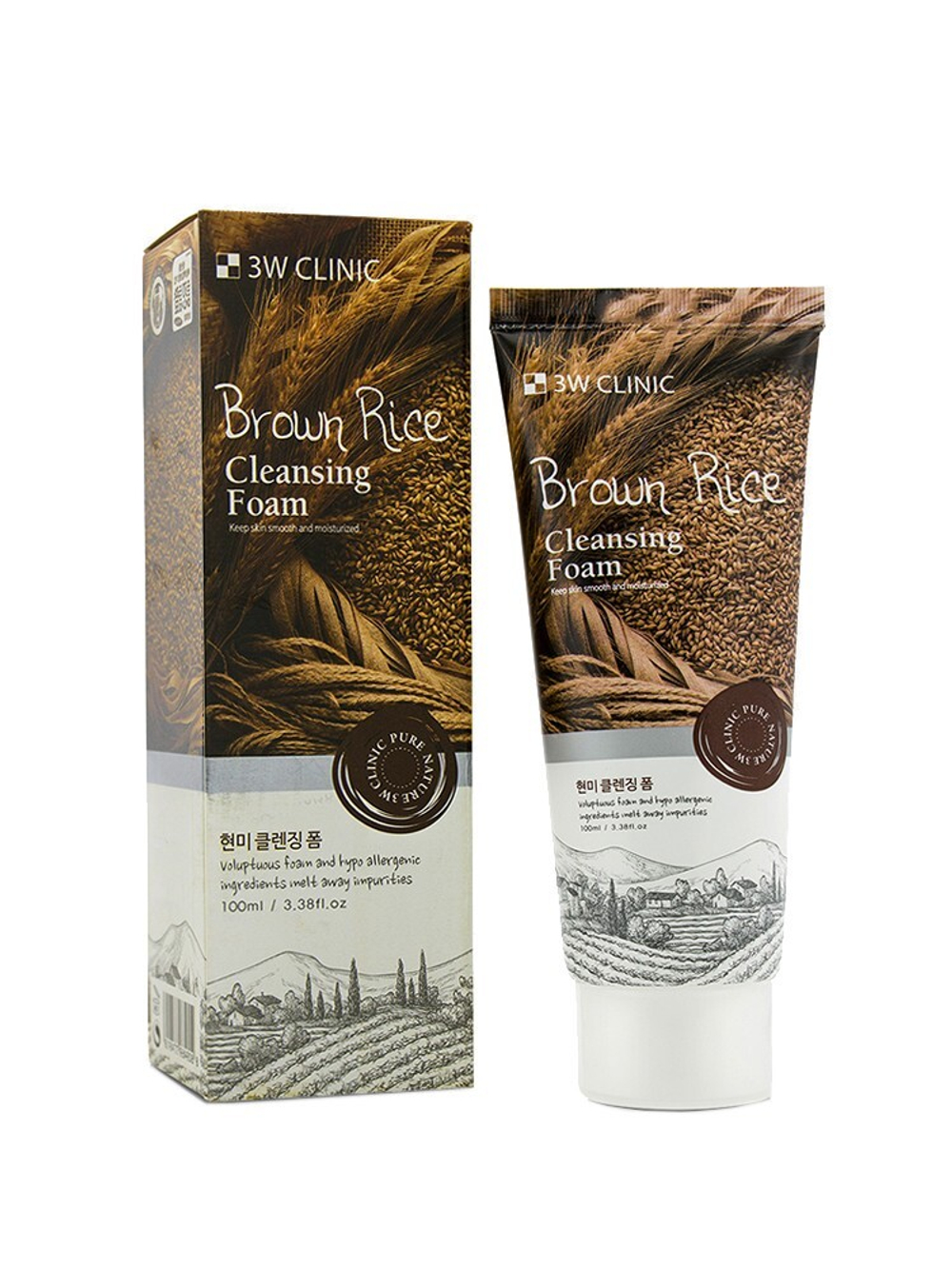 [3W Clinic] Brown Rice Foam Cleansing - Пенка для умывания Коричневый рис/натуральная, 100 мл