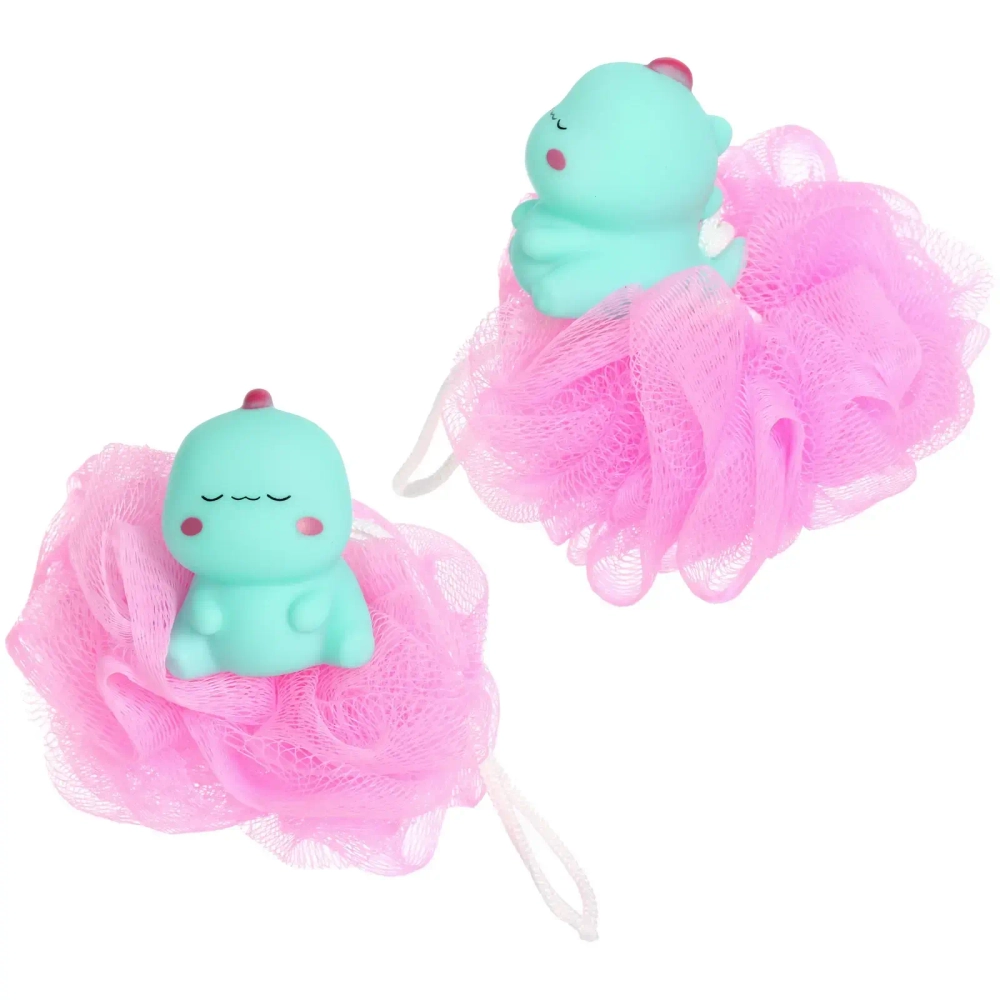 Мочалка-шар для тела полипропиленовая детская «Baby Boom - Дино Флаппи», цвет розовый, 20гр, d-11см