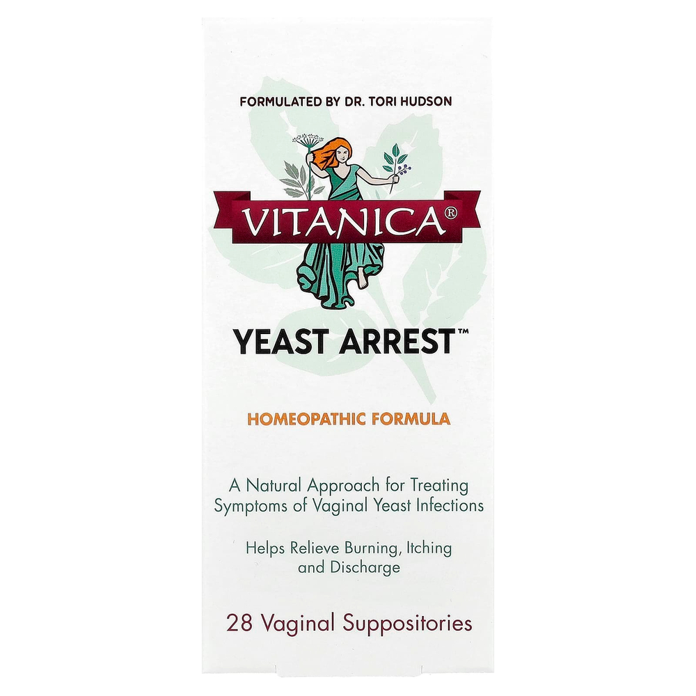Vitanica, Yeast Arrest ™, 28 вагинальных суппозиториев