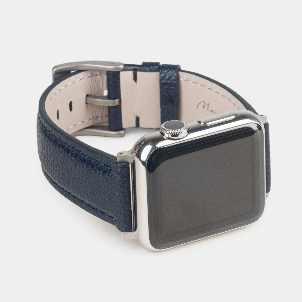 Ремешок для Apple Watch 44/45/46 mm из кожи сафьяно, синего цвета