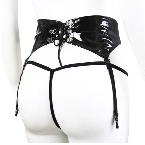 Женские трусы стринги с подвязками для чулок черные Romeo Rossi 9172