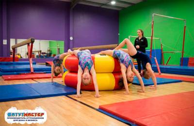 Надувной круглый батут с ручками для фитнеса, гимнастики, акробатики