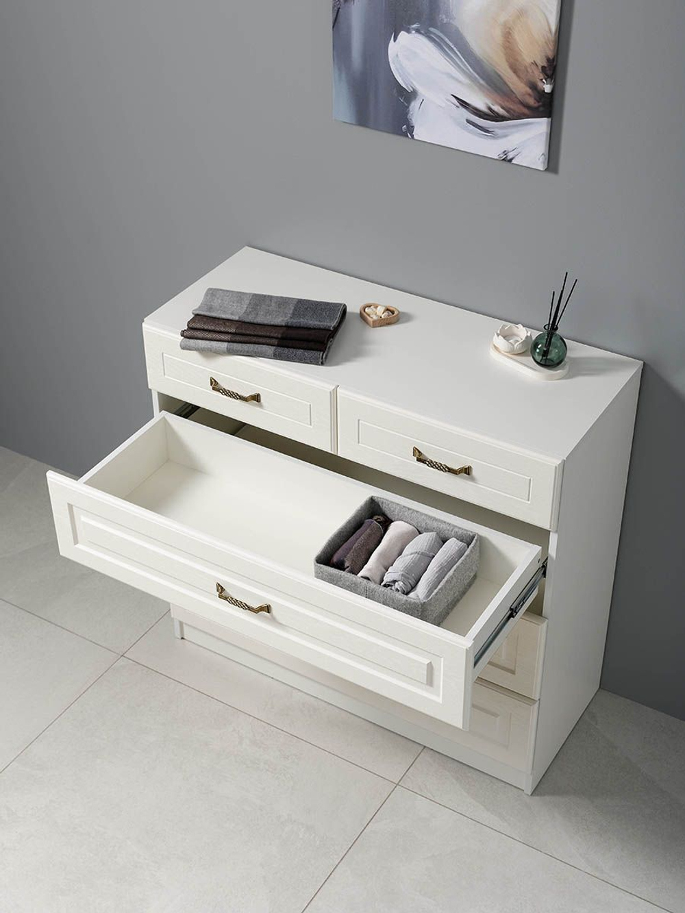 Ливерпуль Комод 10.103.01 Белый/Ясень ваниль