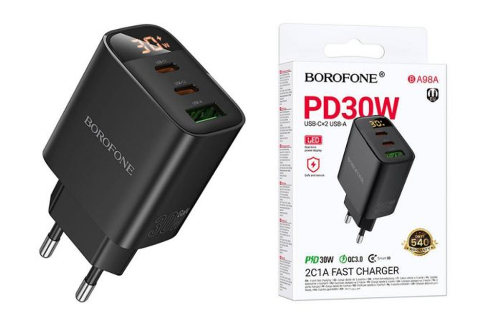 Сетевой адаптер питания BOROFONE BA98A PD30W (черный)