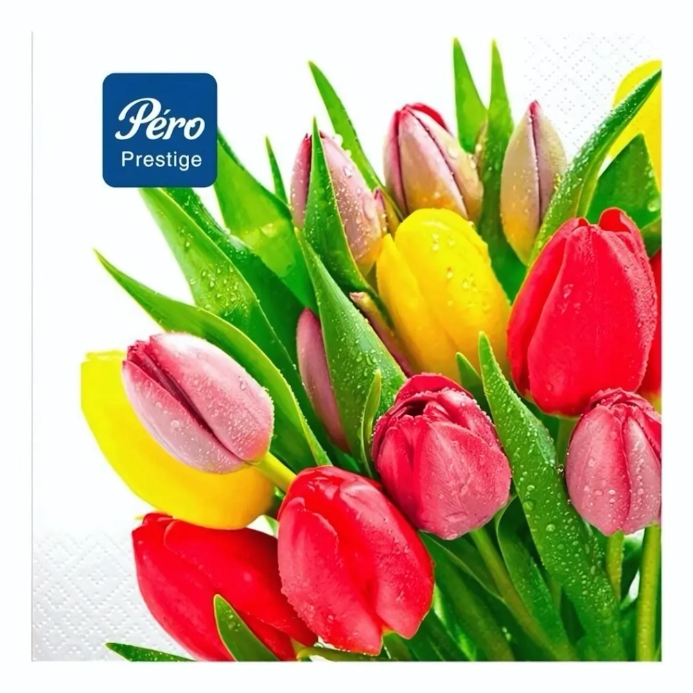 Салфетки бумажные 33*33 Pero Prestige Весенние цветы, 3сл 20шт