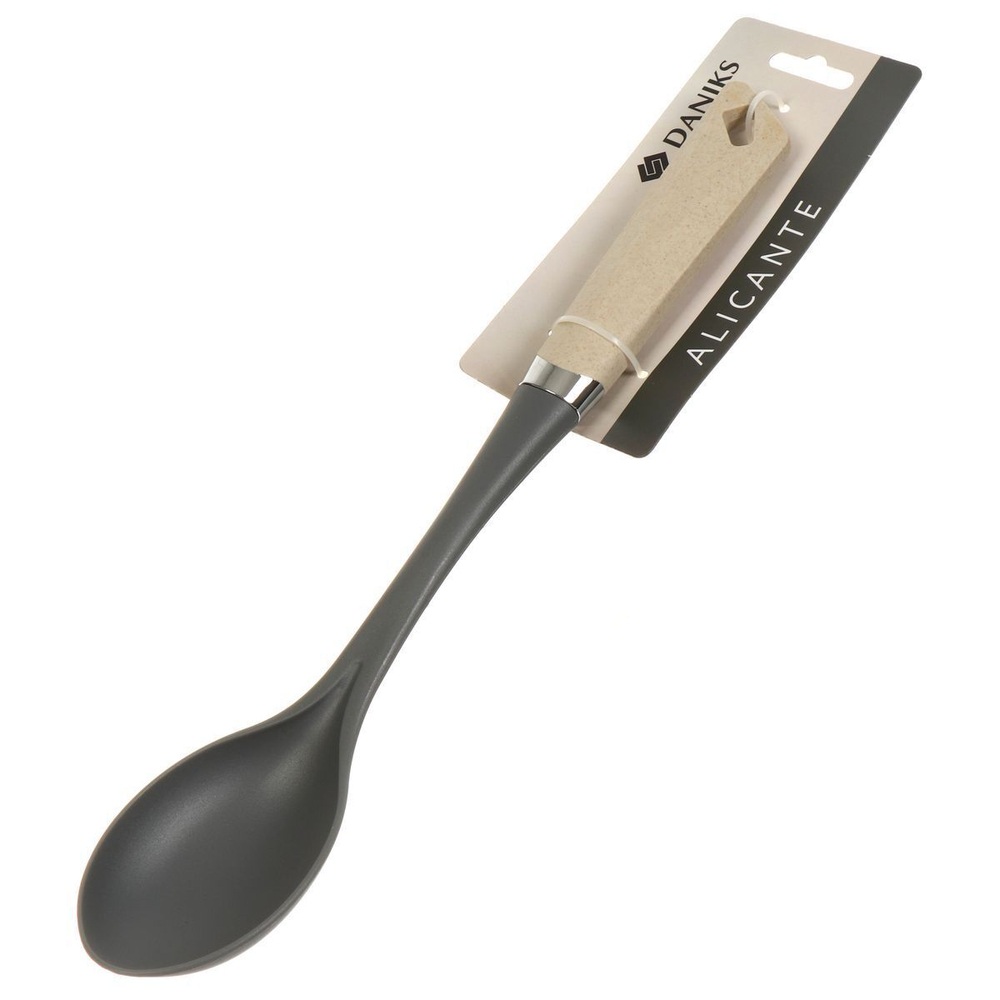 Ложка поварская нейлон, пластик ручка, навеска, беж, Daniks, Аликанте, JA20200491-3