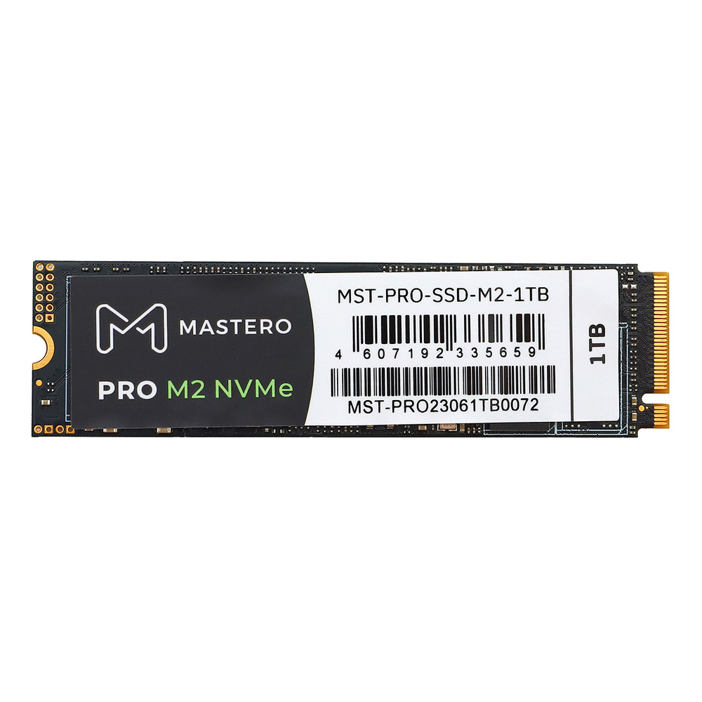 SSD Mastero PRO 1Тб, M.2 2280, NVMe, Retail, TLC, PCIe3.0, DRAM:1024Мб, Чтение:3400мб/с, Запись:3000мб/с (MST-PRO-SSD-M2-1TB)