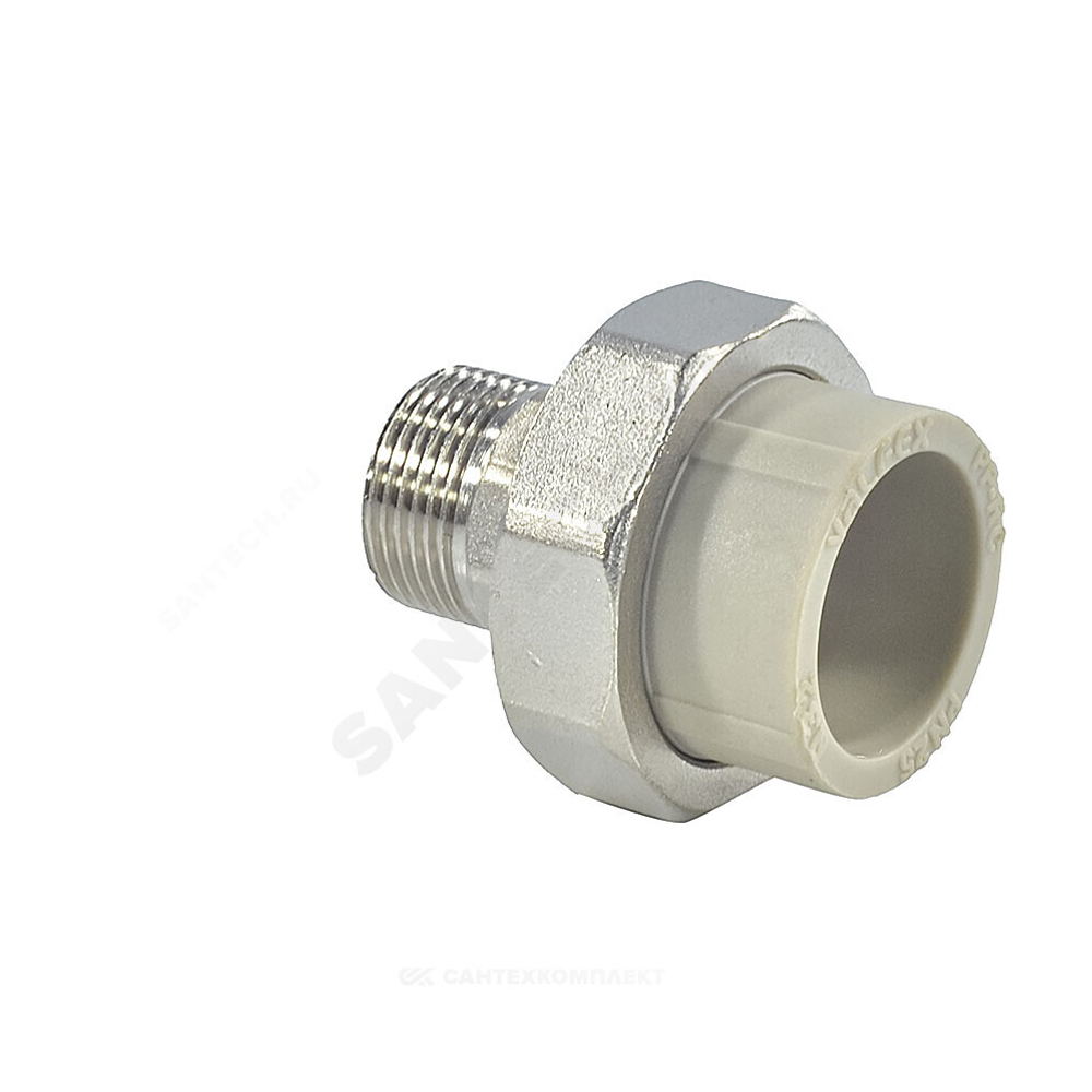 Муфта PP-R комбинированная разъемная серая Дн 20х1" НР VALFEX 10156125Г