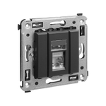 Компьютерная розетка RJ-45 в стену, кат.5e одинарнаяэкранированная,"Avanti", "Черный матовый"