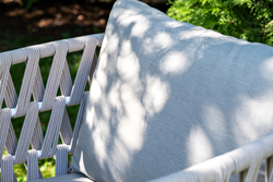 "Форли" лаунж-зона 4-местная плетеная из роупа (веревки), каркас алюминиевый светло-серый, роуп серо-коричневый