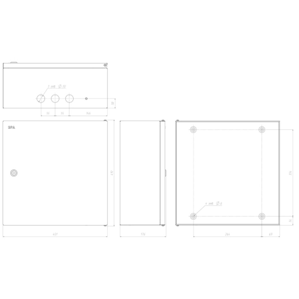 Корпус металлический ЭРА SIMPLE ЩМПг-05 (400x400x175) IP54 У2 серый | Корпуса металлические с монтажной панелью