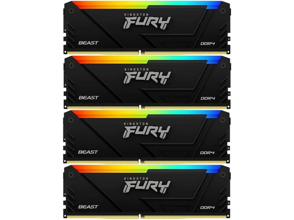 Оперативная память Kingston Fury Beast Black KF432C16BB2AK4/64, DDR4 4х 64ГБ 3200 МГц, DIMM, RTL