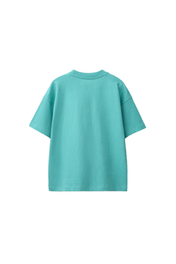 ZARA БАЗОВАЯ ОДНОТОННАЯ ФУТБОЛКА, МЯГКИЙ БИРЮЗОВЫЙ