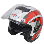 Шлем мото открытый HIZER J222 №1 (M) white/red (2 визора)