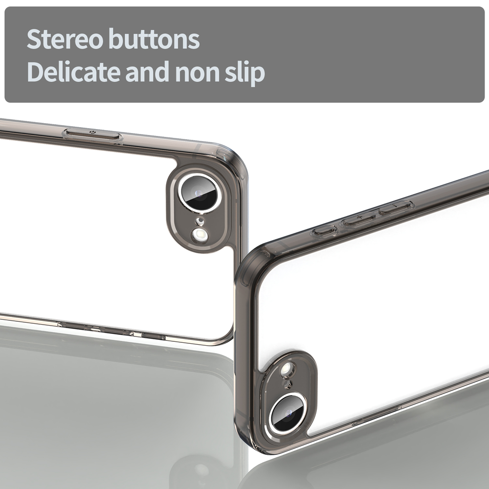 Чехол прозрачный для iPhone 16e, мягкие усиленные боковые рамки тонированные серые
