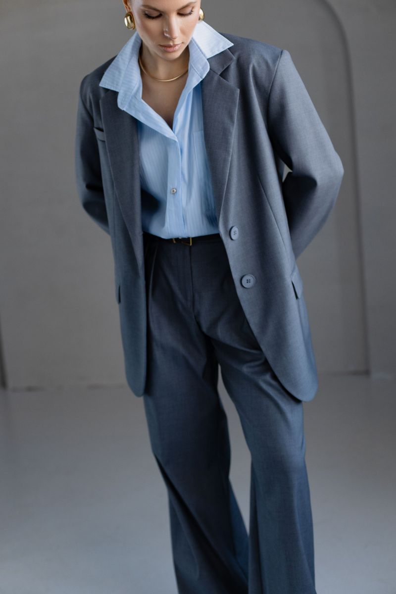 Жакет из вискозы однобортный темно-серый