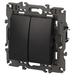 14-1106-05 ЭРА Переключатель двойной, 10АХ-250В, IP20, Эра Elegance, антрацит | Elegance Антрацит