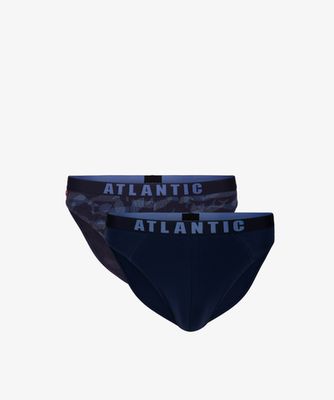 Мужские трусы слипы спорт Atlantic, набор 2 шт., хлопок, темно-синие, 2MP-1559