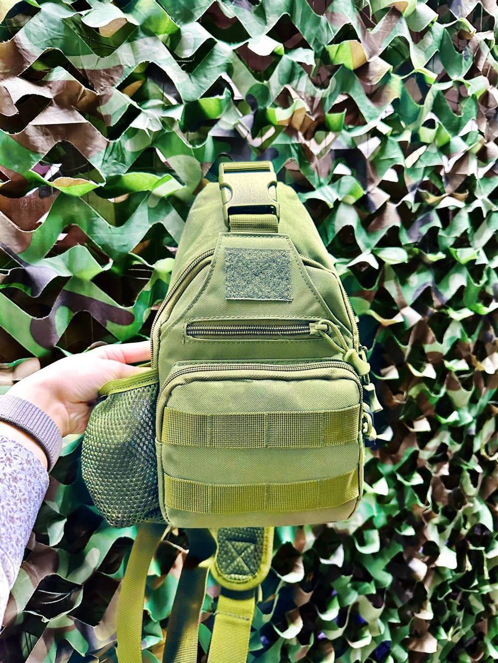Тактическая плечевая сумка / олива