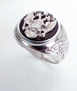 Печатка Эстерелла с ониксом, серебро, 925 проба, родирование/Ф