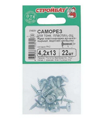 САМОРЕЗЫ СТРОЙБАТ ДЛЯ ТОНК/ПЛАСТИН ОЦИНК 4,2Х13 22ШТ 1372