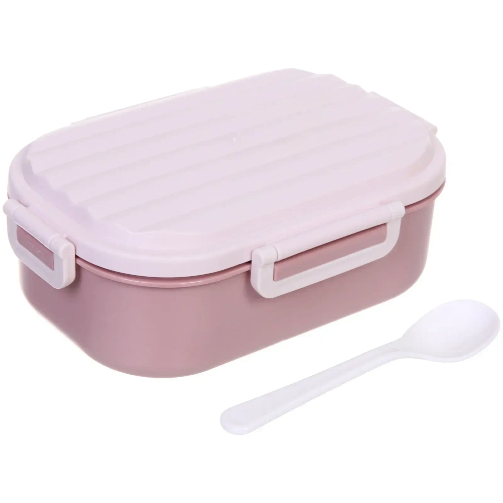 Ланч-бокс пластиковый «SEGRETO» (2отделения с ложкой) 20*14*7см пыльная роза