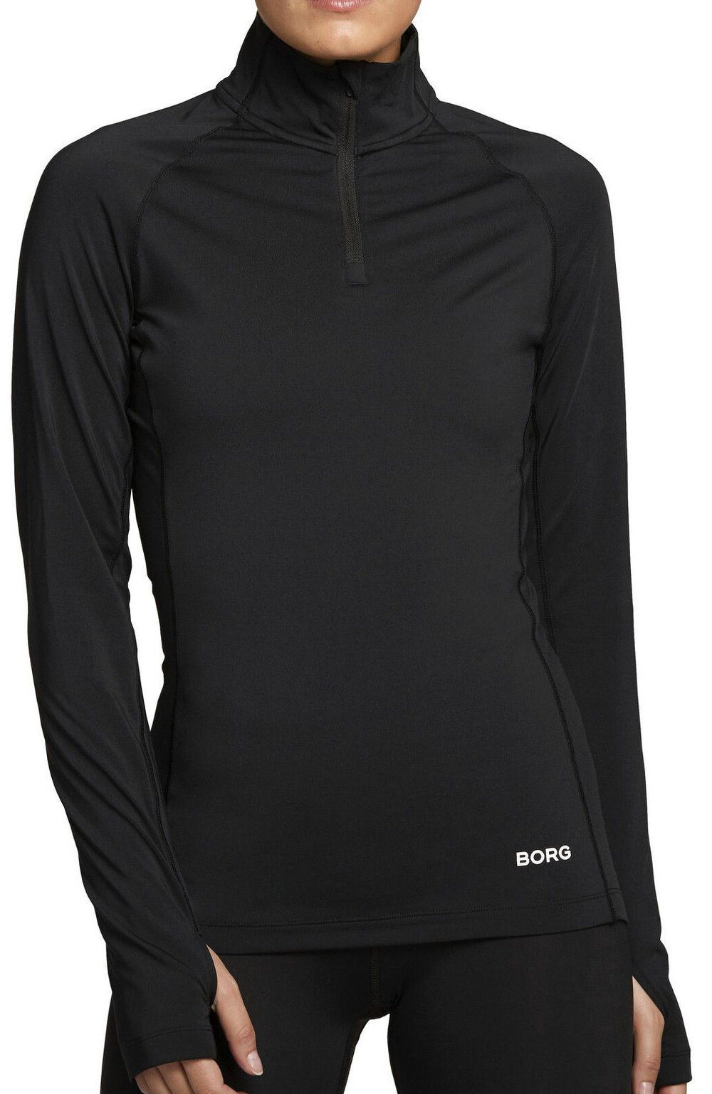 Женская футболка теннисная (dł. Рукава) Björn Borg Half Zip Carin W - black beauty