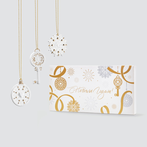 Набор из 3 елочных игрушек Farforite «Сокровища зимы» в подарочной коробке